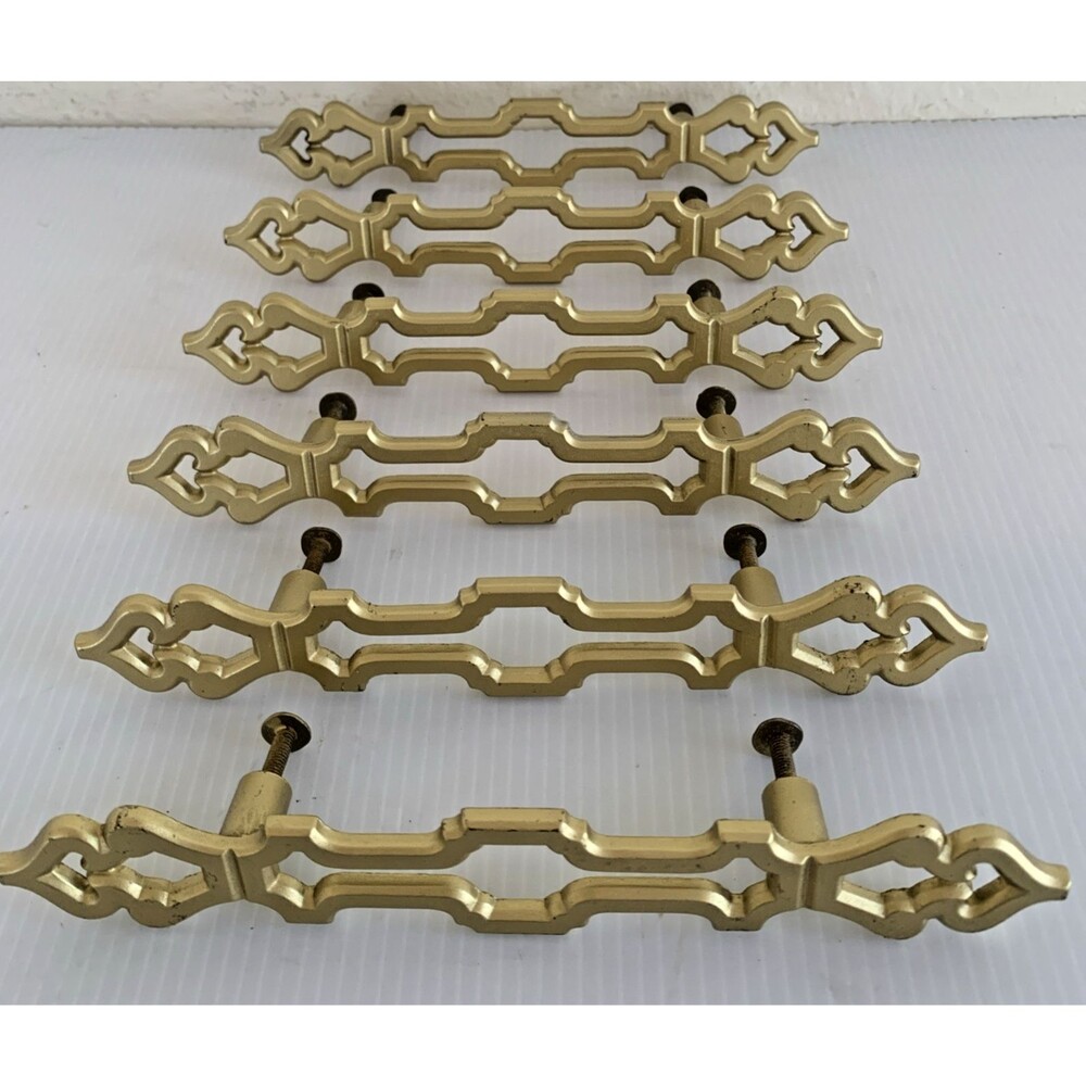 Lot (6) Vintage Keeler Brass Co N-2757 KBC Hollywood Regency Drawer Pulls 7.25"